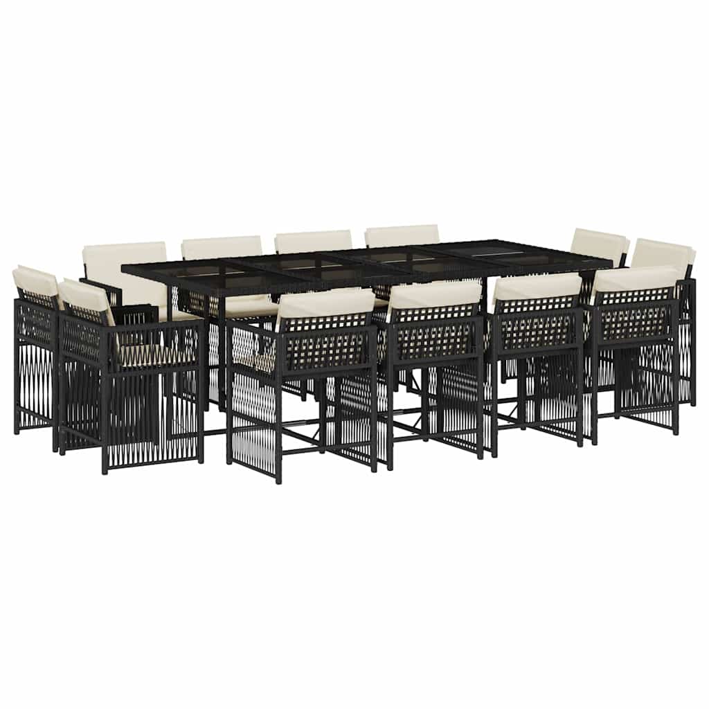 Garden Dining Set Black and Cream White