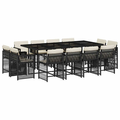 Garden Dining Set Black and Cream White