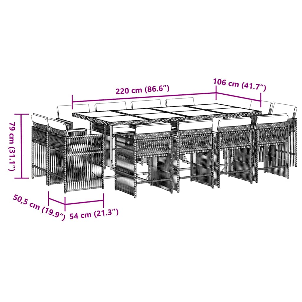 Garden Dining Set Black and Cream White