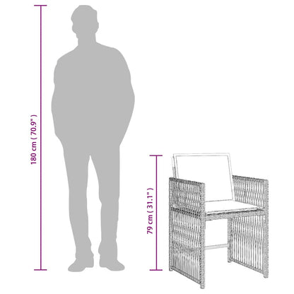 13 Piece Garden Dining Set with Cushions Light Grey Poly Rattan
