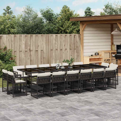 Garden Dining Set Black PE Rattan Large Adjustable Armrests