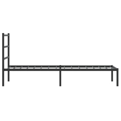 Metal Bed Frame without Mattress with Headboard Black 80x200cm