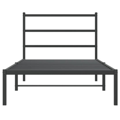 Metal Bed Frame without Mattress with Headboard Black 100x200cm