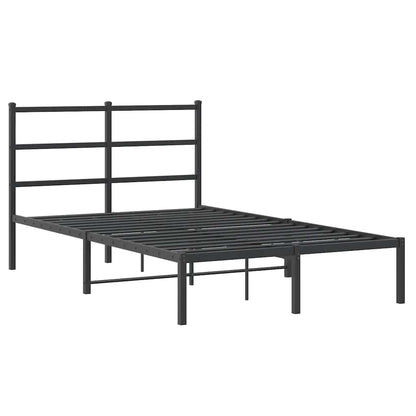 Metal Bed Frame without Mattress with Headboard Black 120x190cm