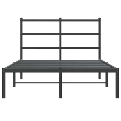 Metal Bed Frame without Mattress with Headboard Black 120x190cm