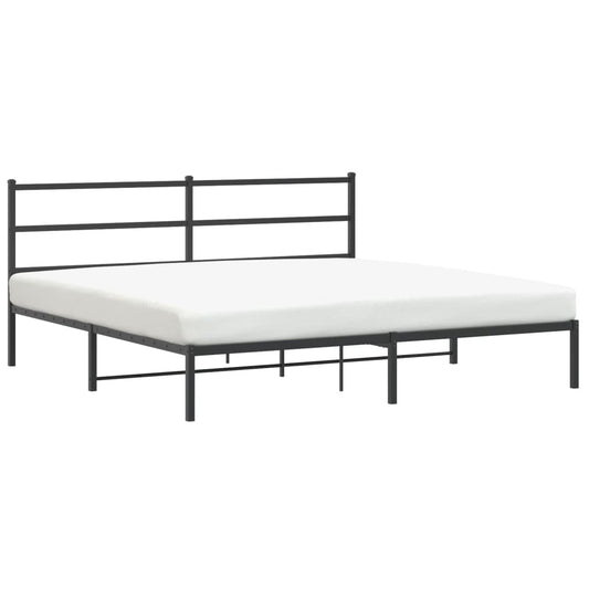 Metal Bed Frame without Mattress with Headboard Black 180x200cm