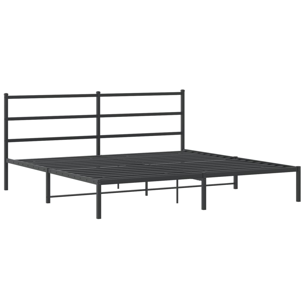Metal Bed Frame without Mattress with Headboard Black 76"x79.9"