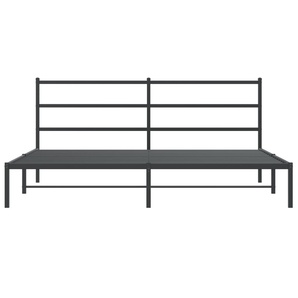 Metal Bed Frame without Mattress with Headboard Black 76"x79.9"
