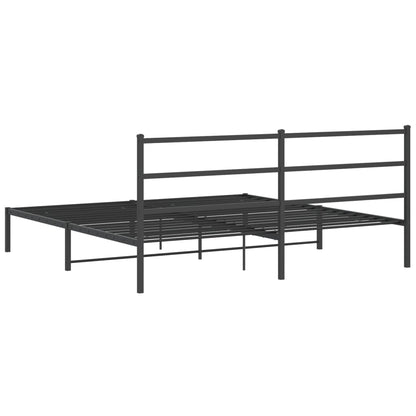 Metal Bed Frame without Mattress with Headboard Black 76"x79.9"