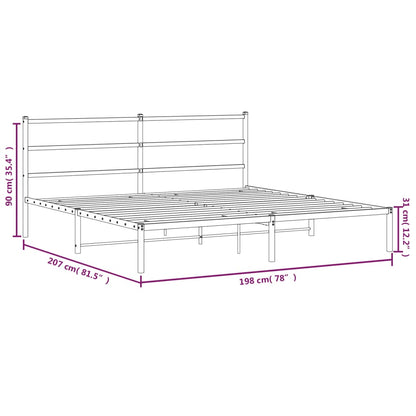 Metal Bed Frame without Mattress with Headboard Black 76"x79.9"