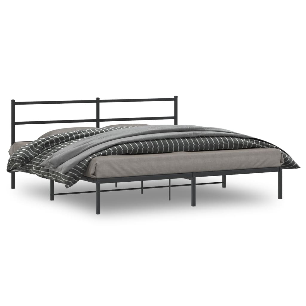 Metal Bed Frame without Mattress with Headboard Black 76"x79.9"