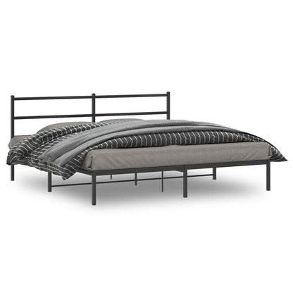 Metal Bed Frame without Mattress with Headboard Black 76"x79.9"