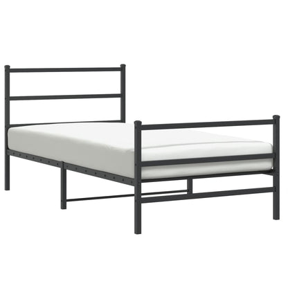 Metal Bed Frame without Mattress with Footboard Black 100x200cm