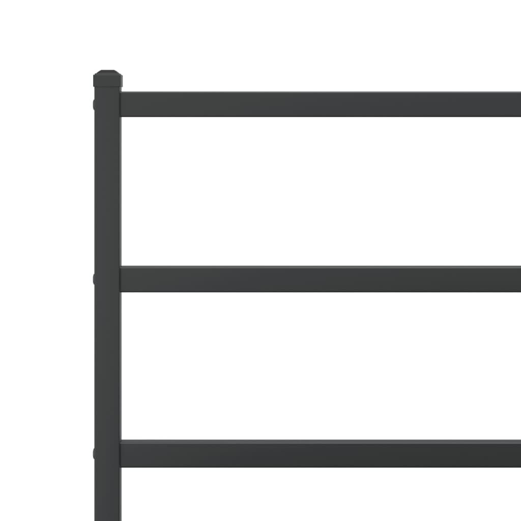 Metal Bed Frame without Mattress with Footboard Black 120x190cm