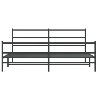 Metal Bed Frame without Mattress with Footboard Black 180x200cm