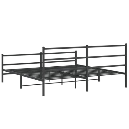 Metal Bed Frame without Mattress with Footboard Black 180x200cm