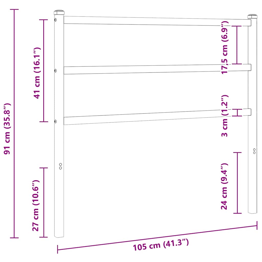 Metal Replace Headboard Black 100 cm