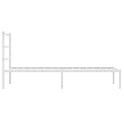 Metal Bed Frame without Mattress with Headboard White 90x190cm