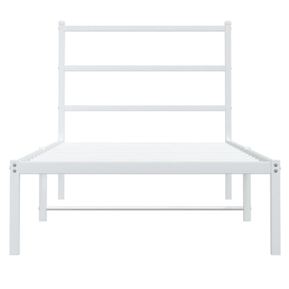 Metal Bed Frame without Mattress with Headboard White 90x200cm