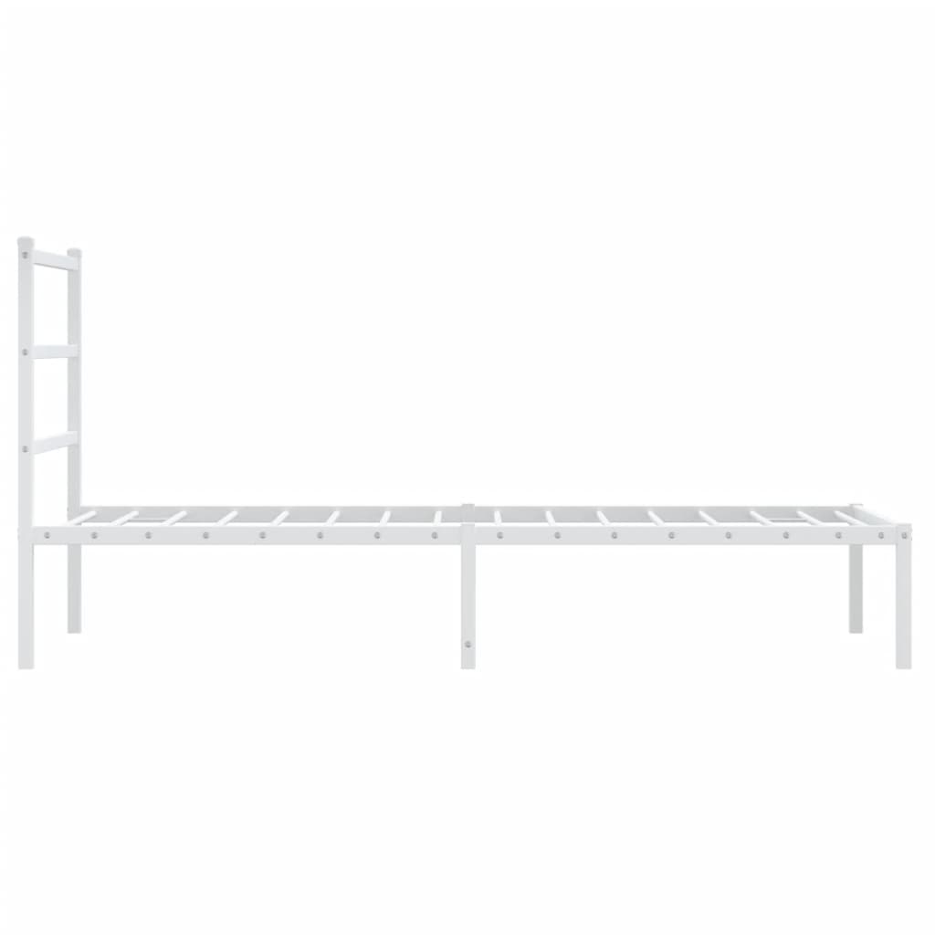 Metal Bed Frame without Mattress with Headboard White 90x200cm