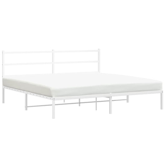 Metal Bed Frame without Mattress with Headboard White 180x200cm