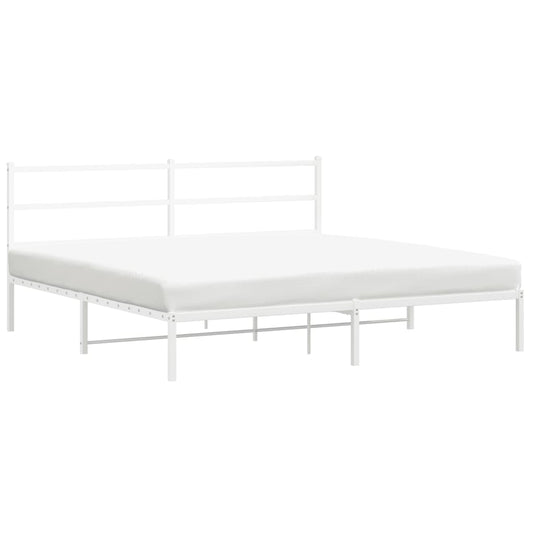 Metal Bed Frame without Mattress with Headboard White 183x213cm