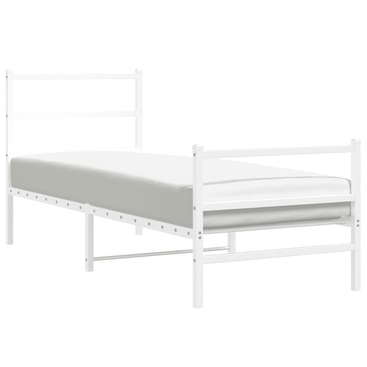 Metal Bed Frame without Mattress with Footboard White 80x200cm