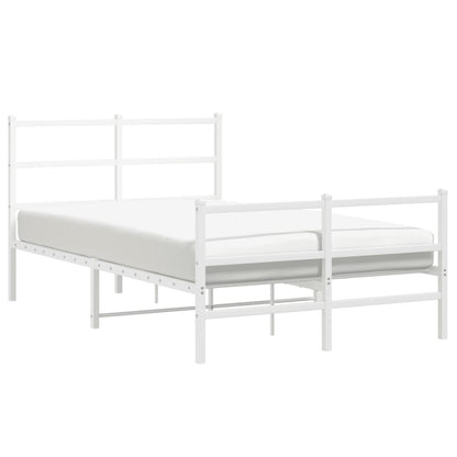 Metal Bed Frame without Mattress with Footboard White 120x200cm