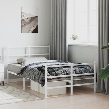 Metal Bed Frame without Mattress with Footboard White 120x200cm