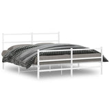 Metal Bed Frame with Headboard and Footboard White 150x200 cm King Size