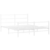 Metal Bed Frame with Headboard and Footboard White 150x200 cm King Size