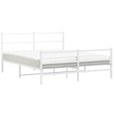 Metal Bed Frame with Headboard and Footboard White 150x200 cm King Size