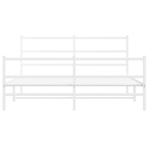 Metal Bed Frame with Headboard and Footboard White 150x200 cm King Size