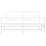 Metal Bed Frame with Headboard and Footboard White 150x200 cm King Size