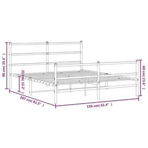 Metal Bed Frame with Headboard and Footboard White 150x200 cm King Size