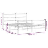 Metal Bed Frame with Headboard and Footboard White 150x200 cm King Size