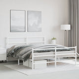 Metal Bed Frame with Headboard and Footboard White 150x200 cm King Size
