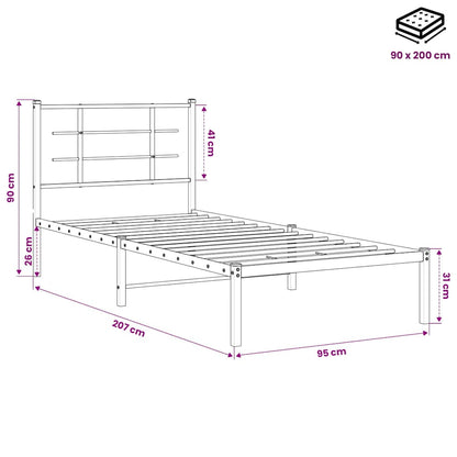 Bed Frame | Black | Powder-Coated Steel | Single | Bed Frame