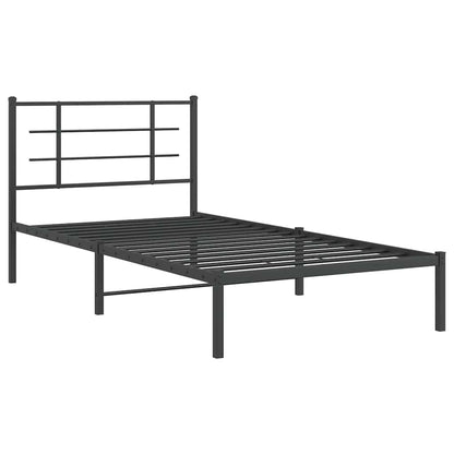 Metal Bed Frame without Mattress with Headboard Black 39.4"x78.7