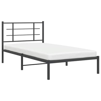 Metal Bed Frame without Mattress with Headboard Black 39.4"x78.7