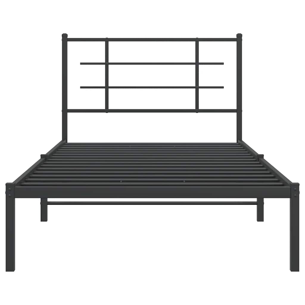 Metal Bed Frame without Mattress with Headboard Black 39.4"x78.7