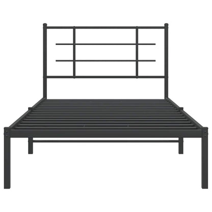 Metal Bed Frame without Mattress with Headboard Black 39.4"x78.7