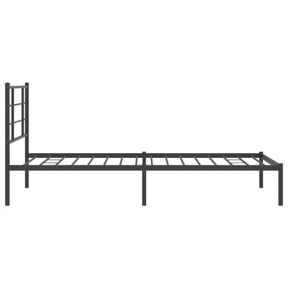 Metal Bed Frame without Mattress with Headboard Black 39.4"x78.7