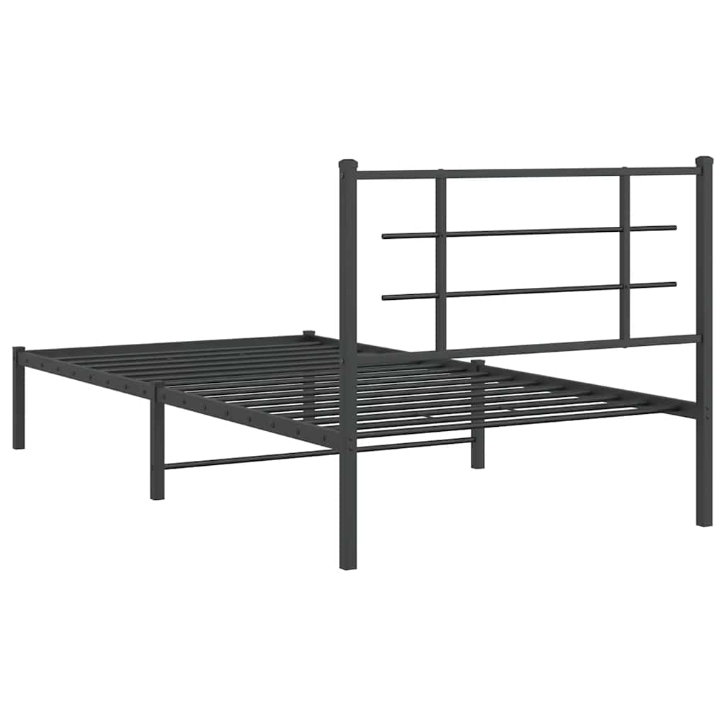 Metal Bed Frame without Mattress with Headboard Black 39.4"x78.7