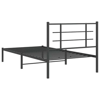 Metal Bed Frame without Mattress with Headboard Black 39.4"x78.7