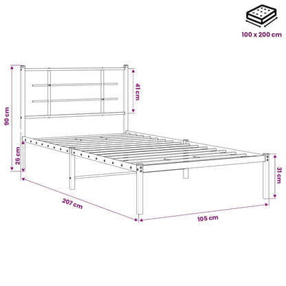 Metal Bed Frame without Mattress with Headboard Black 39.4"x78.7