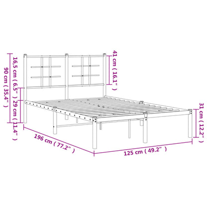 Metal Bed Frame without Mattress with Headboard Black 120x190cm