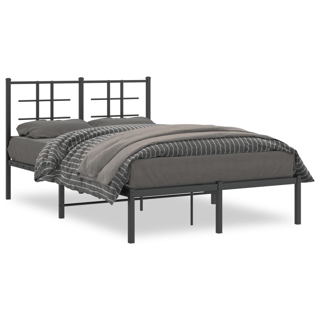 Metal Bed Frame without Mattress with Headboard Black 120x200cm