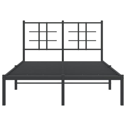 Metal Bed Frame without Mattress with Headboard Black 120x200cm