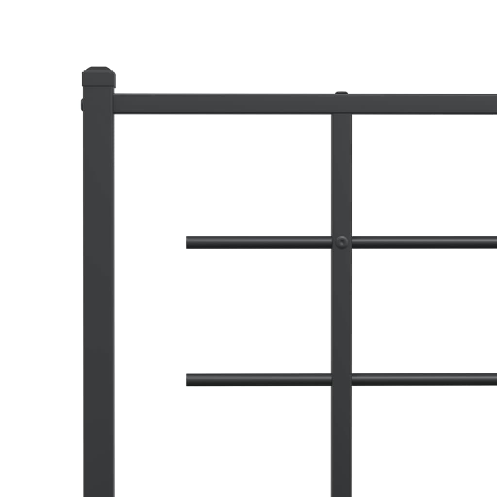 Metal Bed Frame without Mattress with Headboard Black 120x200cm